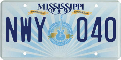 MS license plate NWY040