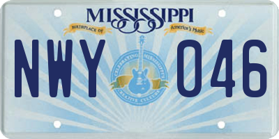 MS license plate NWY046