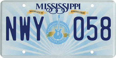 MS license plate NWY058