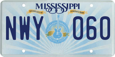 MS license plate NWY060