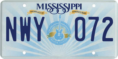 MS license plate NWY072