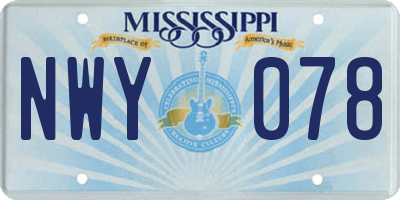MS license plate NWY078