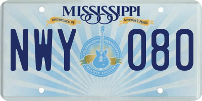 MS license plate NWY080