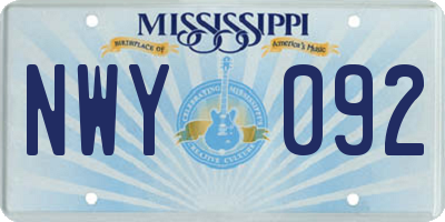 MS license plate NWY092