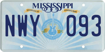 MS license plate NWY093
