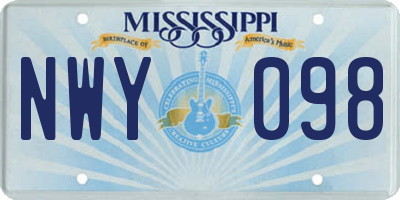 MS license plate NWY098