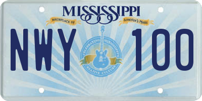 MS license plate NWY100