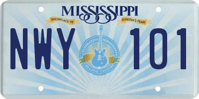 MS license plate NWY101