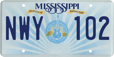 MS license plate NWY102