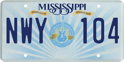 MS license plate NWY104