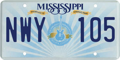 MS license plate NWY105