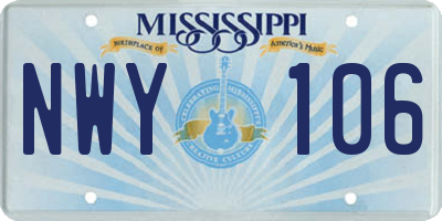 MS license plate NWY106
