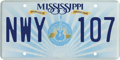 MS license plate NWY107