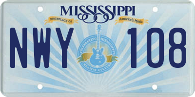 MS license plate NWY108
