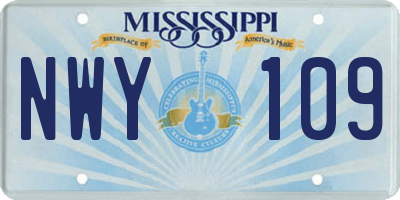 MS license plate NWY109