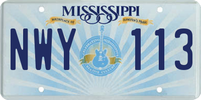 MS license plate NWY113