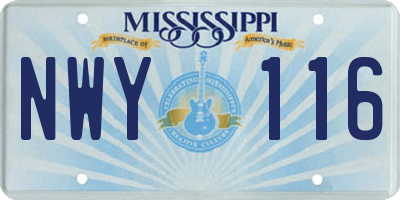 MS license plate NWY116
