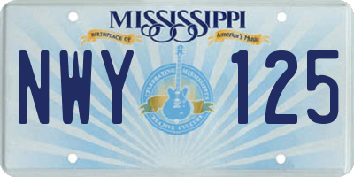 MS license plate NWY125