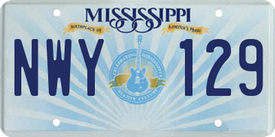 MS license plate NWY129