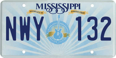 MS license plate NWY132