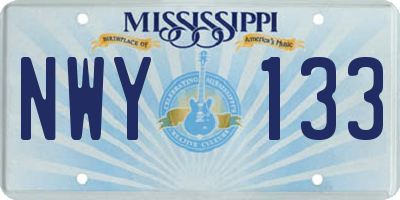 MS license plate NWY133