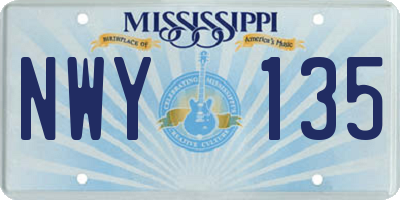 MS license plate NWY135