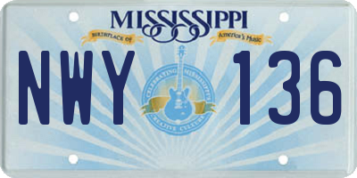 MS license plate NWY136