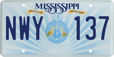 MS license plate NWY137