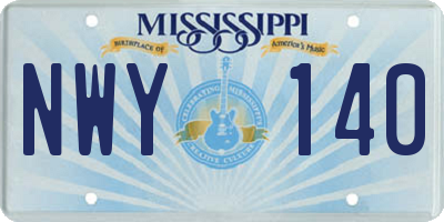 MS license plate NWY140