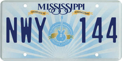 MS license plate NWY144