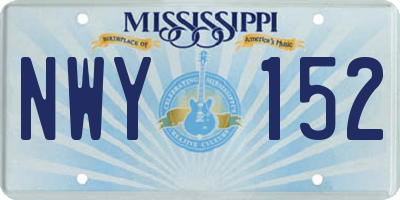 MS license plate NWY152