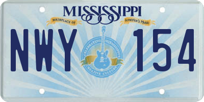 MS license plate NWY154