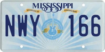 MS license plate NWY166