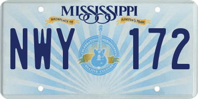 MS license plate NWY172