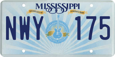 MS license plate NWY175