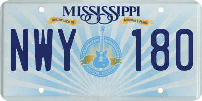 MS license plate NWY180