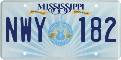 MS license plate NWY182