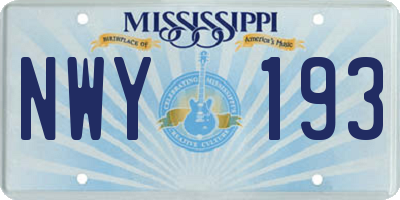 MS license plate NWY193
