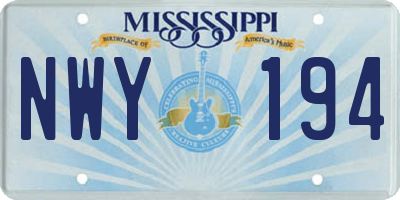 MS license plate NWY194