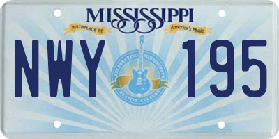 MS license plate NWY195