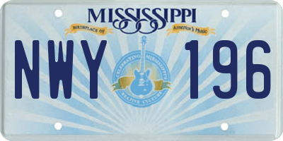 MS license plate NWY196