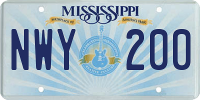 MS license plate NWY200