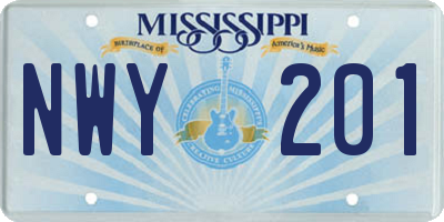 MS license plate NWY201