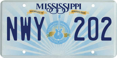 MS license plate NWY202