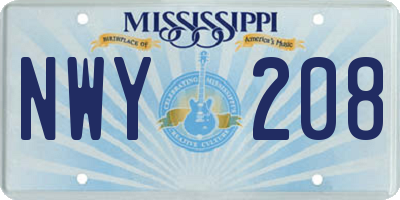 MS license plate NWY208