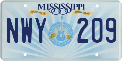 MS license plate NWY209
