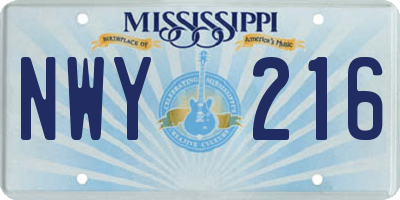 MS license plate NWY216