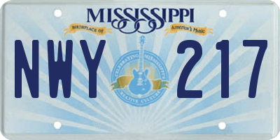 MS license plate NWY217