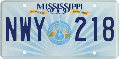 MS license plate NWY218