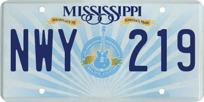 MS license plate NWY219
